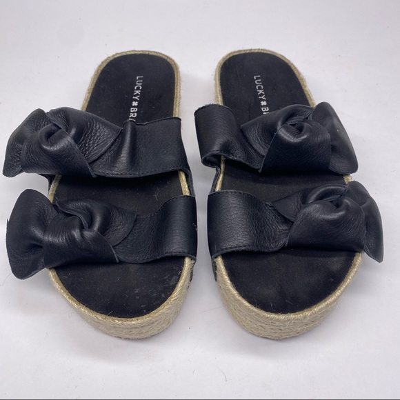 Lucky Brand Izbremma Leather Bow Slides - Picture 2 of 4